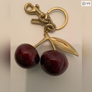 Coach Cherry Keychain with Gold Accents